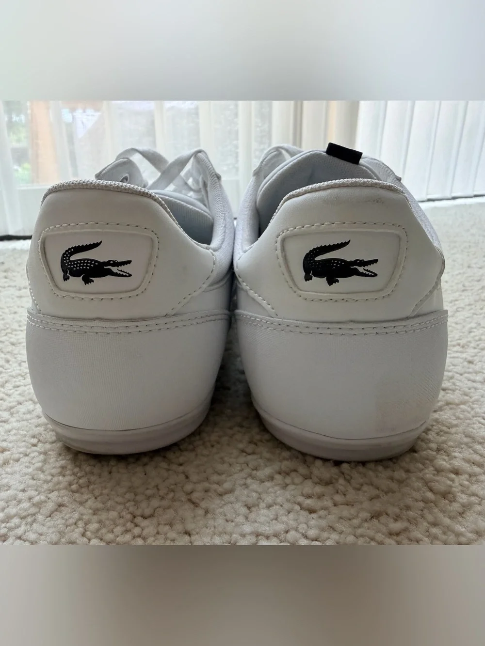 Lacoste White Leather Low-Top Sneakers with Green Crocodile